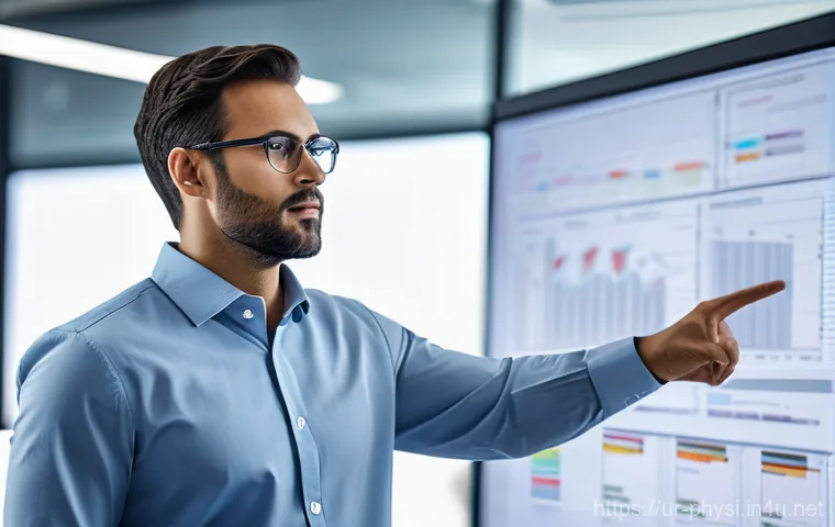 물리학자로서 창업하기 - **A male physicist, mid-30s, dressed in smart casual business attire (collared shirt, no tie, slacks...